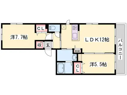 ヴィラ・フェリーチェ(2LDK/3階)の間取り写真