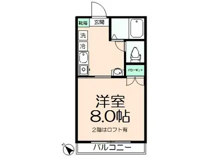 カメリエ(1K/2階)の間取り写真