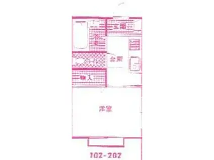 ボナール・K(1K/1階)の間取り写真