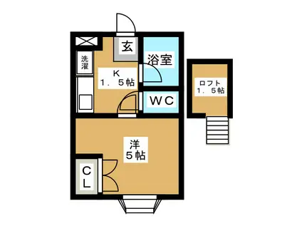 ストロベリーハイム(1K/2階)の間取り写真