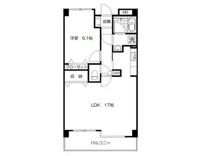 ボナールもえぎ野(1LDK/3階)の間取り写真