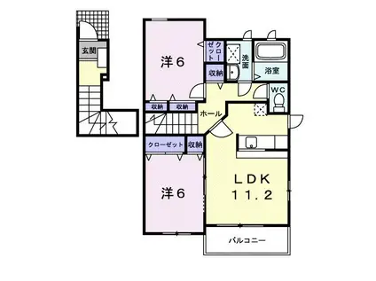 アーバンコートB(2LDK/2階)の間取り写真