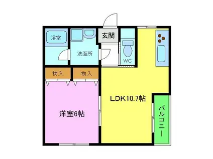 レーゲンボーゲン大美野(1LDK/2階)の間取り写真