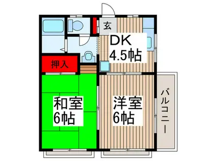 メゾンユキ(2DK/2階)の間取り写真