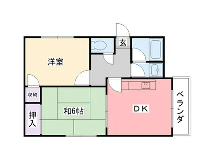 グランディア夙川2(2DK/1階)の間取り写真