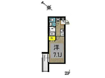 ミハス西横浜(1K/2階)の間取り写真