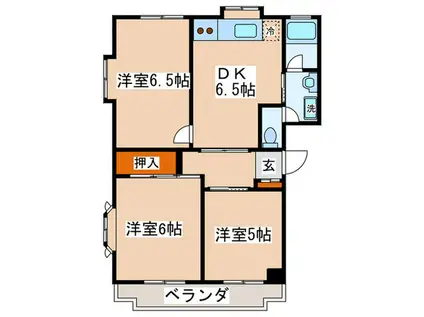 グリーンハイツスズキ(3DK/3階)の間取り写真