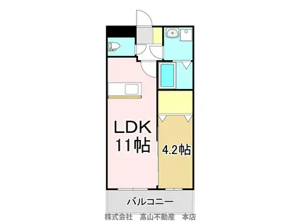 レジェンド桜 6番館(1LDK/1階)の間取り写真