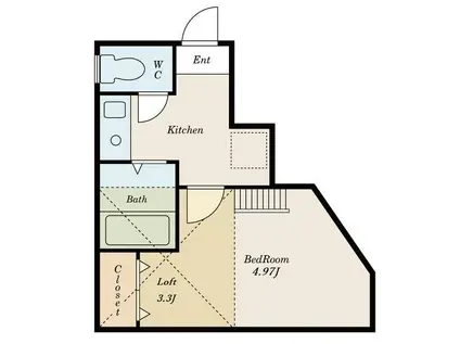G・Aヒルズ六浦(1K/2階)の間取り写真