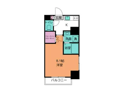 ハピデンス西本町(1K/4階)の間取り写真