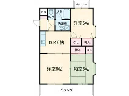 プリマヴェーラSAKURA弐番館(3DK/1階)の間取り写真