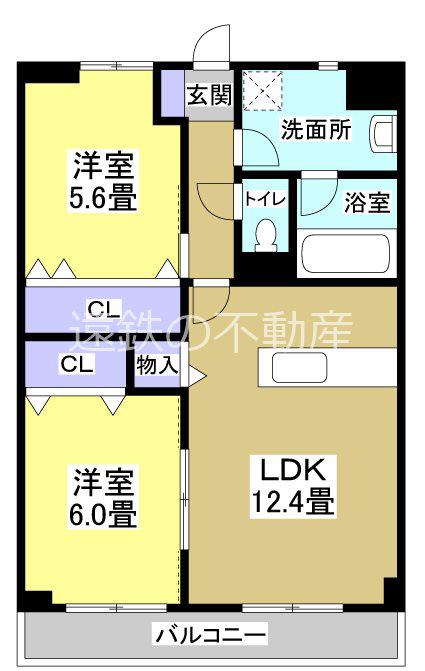 ウィズ・エフII(2LDK/2階)の間取り写真