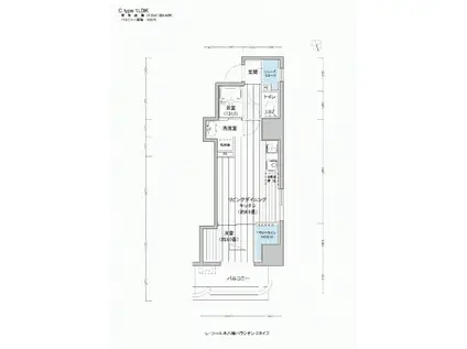 レ・ソール本八幡パラシオン(1LDK/12階)の間取り写真