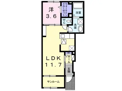 アマービレ(1LDK/1階)の間取り写真