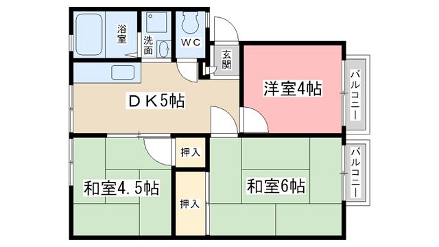 サンシティー草田(3DK/1階)の間取り写真