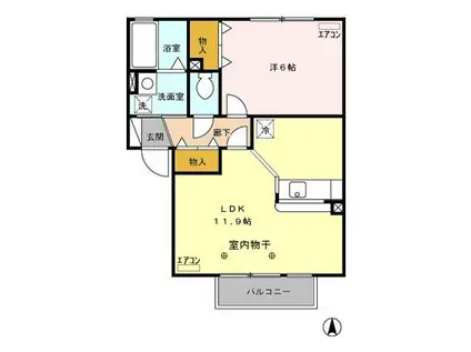 グリーンカースルB(1LDK/2階)の間取り写真