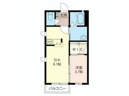 プロムナード B(1LDK/2階)の間取り写真