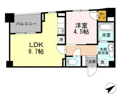 ポルトドゥヴァンドーム(1LDK/2階)の間取り写真