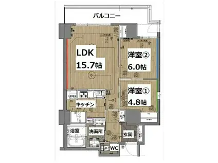 シティコート目黒2棟(2LDK/2階)の間取り写真