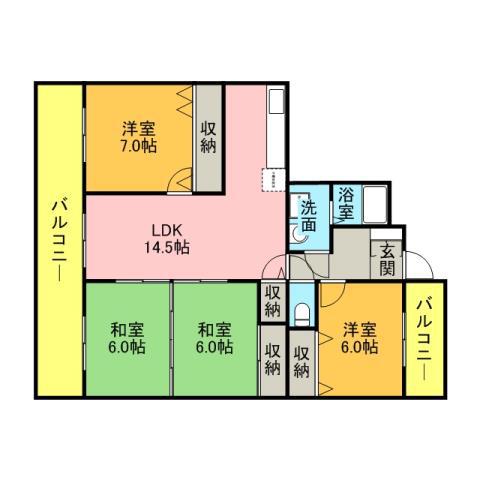 ファミール野間(4LDK/7階)の間取り写真