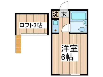 ニューコートくぬぎ山(ワンルーム/2階)の間取り写真