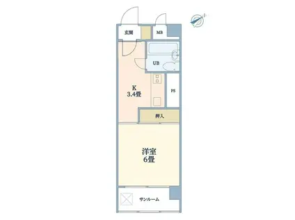 早稲田永谷マンション(1K/3階)の間取り写真