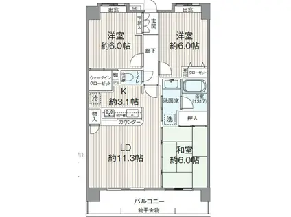 アイディーコート大網(3LDK/5階)の間取り写真