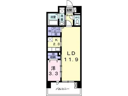 クレール姫路(1LDK/8階)の間取り写真