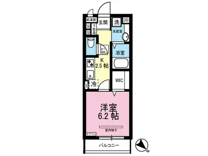 ガーネット(1K/1階)の間取り写真