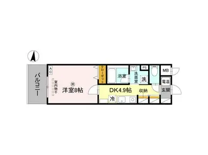 TAISHI CUBE(1DK/2階)の間取り写真