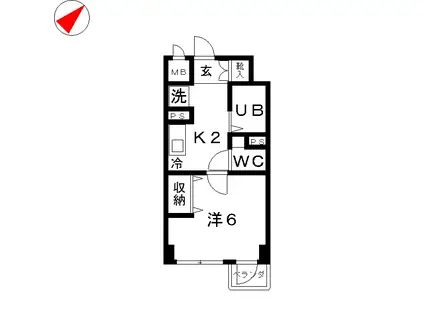 サンライズ中村橋(1K/6階)の間取り写真