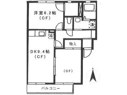 スクエア小杉A(2DK/1階)の間取り写真