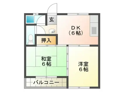 ライフ江島(2DK/2階)の間取り写真