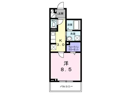 ハイドレンジア くずは(1K/2階)の間取り写真