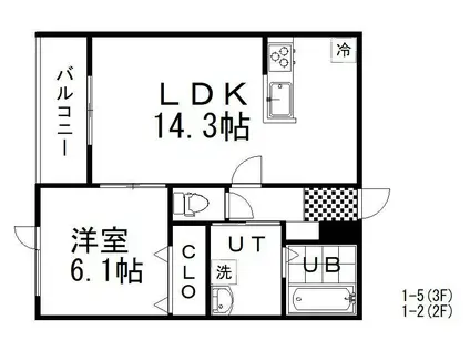 ふぁみぃゆ1(1LDK/3階)の間取り写真