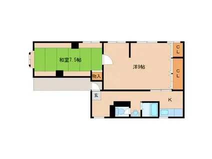 リバーハイツ(2DK/1階)の間取り写真