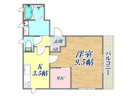 MS CUBE(1K/1階)の間取り写真