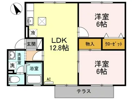 SONIA B棟(2LDK/1階)の間取り写真