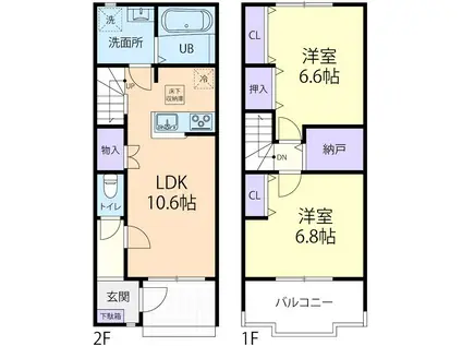 サニーサイト(2LDK/1階)の間取り写真