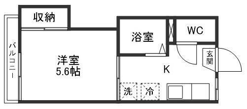 ドミール宮町(1K/2階)の間取り写真