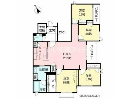 メゾンシレンス今川(4LDK/3階)の間取り写真