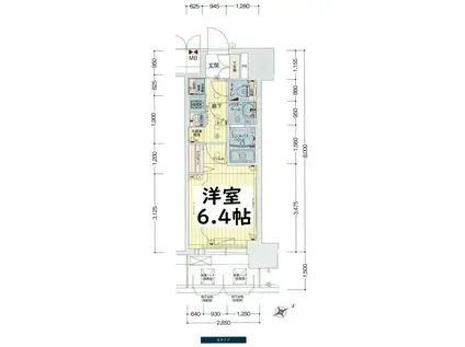 プレサンスOSAKA DOMECITYビーツ(1K/7階)の間取り写真