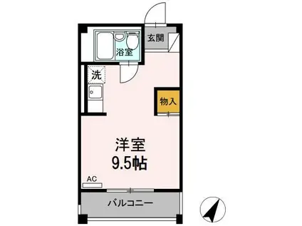 シュクレ川崎(ワンルーム/4階)の間取り写真