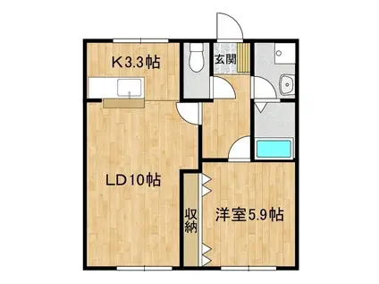 グランシャリオII(1LDK/1階)の間取り写真