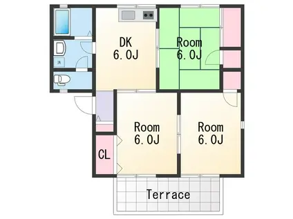 セジュール梅ノ木C(3DK/1階)の間取り写真