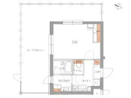 ハーモニーレジデンス品川高輪(1K/4階)の間取り写真