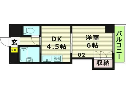 千林グランドハイツ北(1DK/3階)の間取り写真