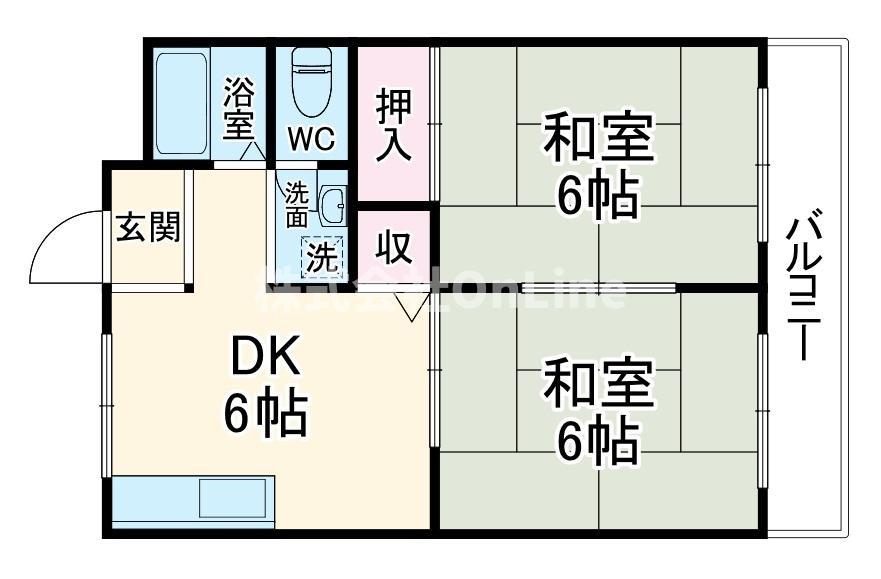 サンビレッジナカニシ(2DK/1階)の間取り写真