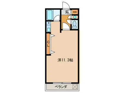 悠山荘(ワンルーム/3階)の間取り写真