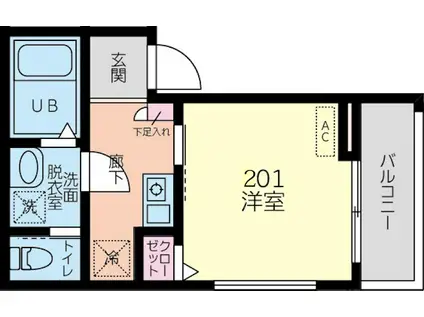 グランディア西大島(1K/2階)の間取り写真